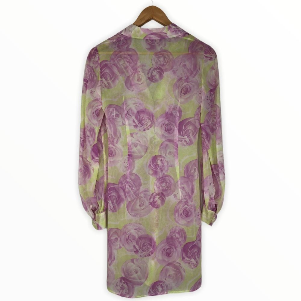 Escada Rose Sleeveless Dress and Sheer Wrap Jacket Set Floral Print - Picture 7 of 16